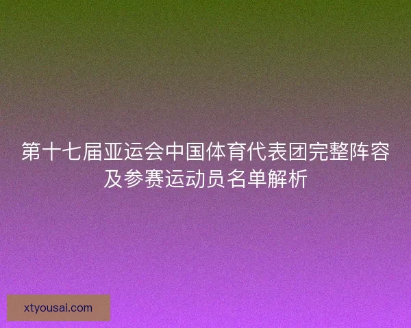 第十七届亚运会中国体育代表团完整阵容及参赛运动员名单解析