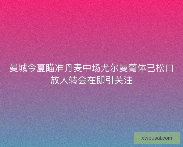 曼城今夏瞄准丹麦中场尤尔曼葡体已松口放人转会在即引关注